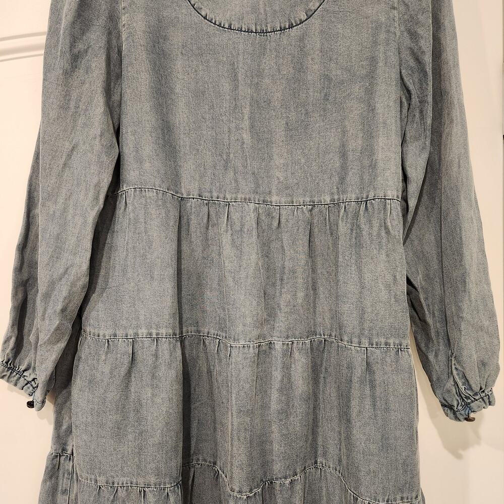 Aqua Tencel V-neck blue Babydoll dress size small - Picture 6 of 7
